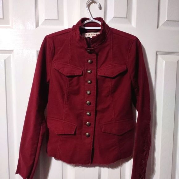 NWT Free People Maroon Red Ella Sergeant Military/Riding Jacket. - Picture 4 of 10